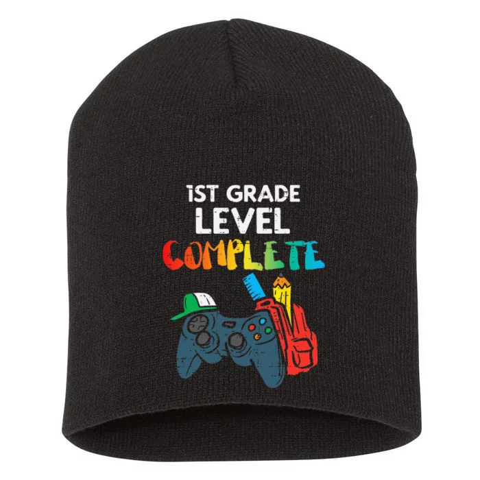 1st Grade Level Complete Gaming Boy Last Day Of School Gamer Short Acrylic Beanie