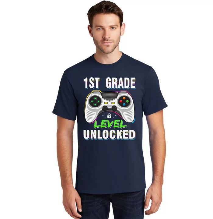 1st Grade Level Unlocked Gamer First Day Of School Gift Tall T-Shirt