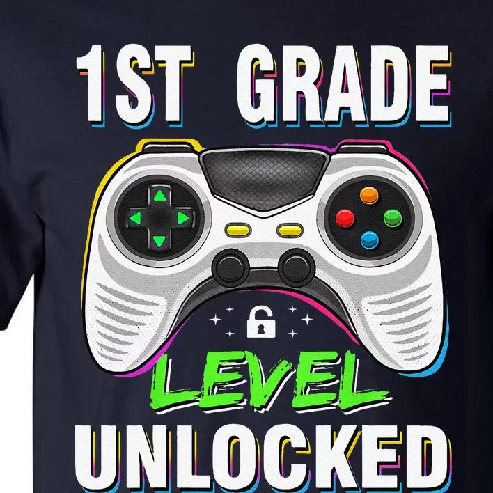 1st Grade Level Unlocked Gamer First Day Of School Gift Tall T-Shirt