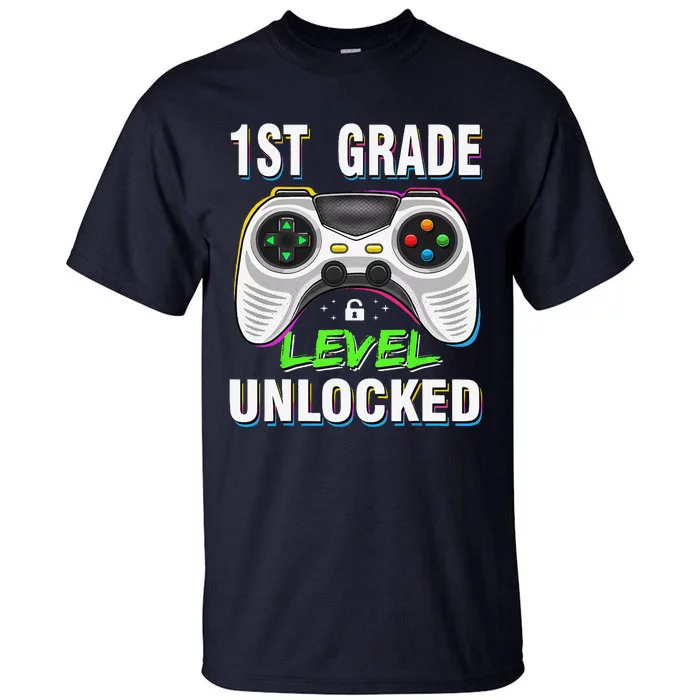 1st Grade Level Unlocked Gamer First Day Of School Gift Tall T-Shirt