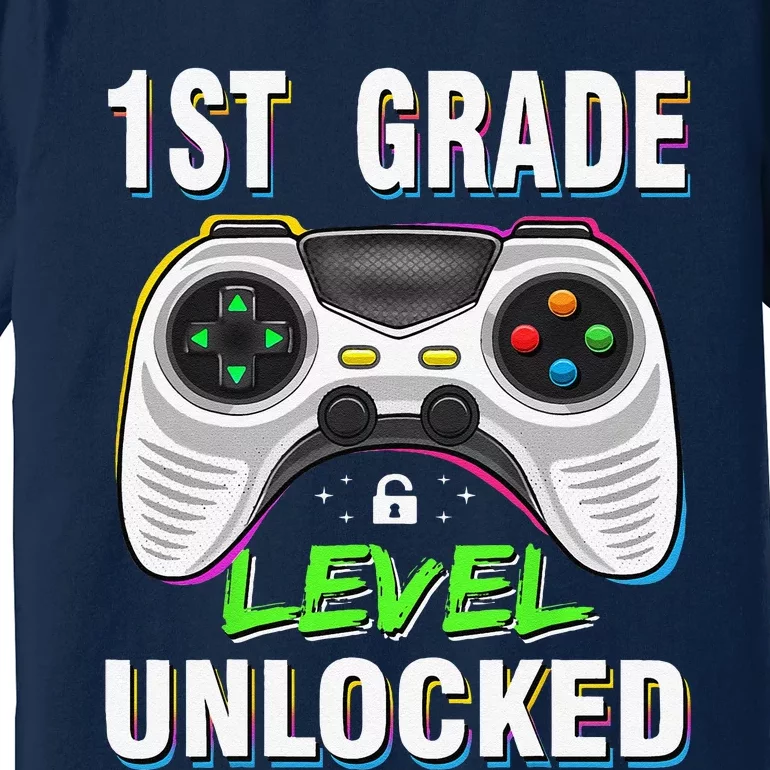 1st Grade Level Unlocked Gamer First Day Of School Gift Premium T-Shirt