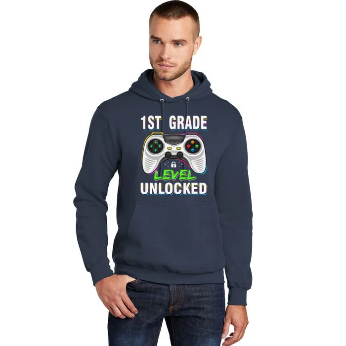 1st Grade Level Unlocked Gamer First Day Of School Gift Tall Hoodie