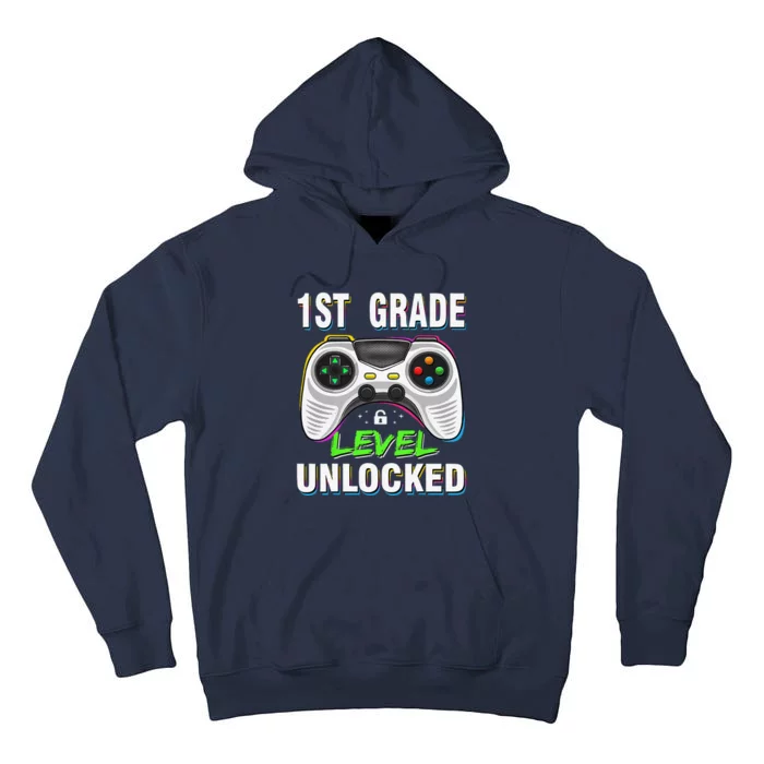 1st Grade Level Unlocked Gamer First Day Of School Gift Tall Hoodie