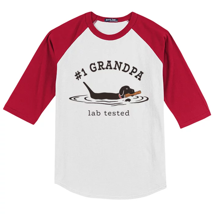 1 Grandpa Lab Tested Pun Labrador Retriever Dog Owner Kids Colorblock Raglan Jersey