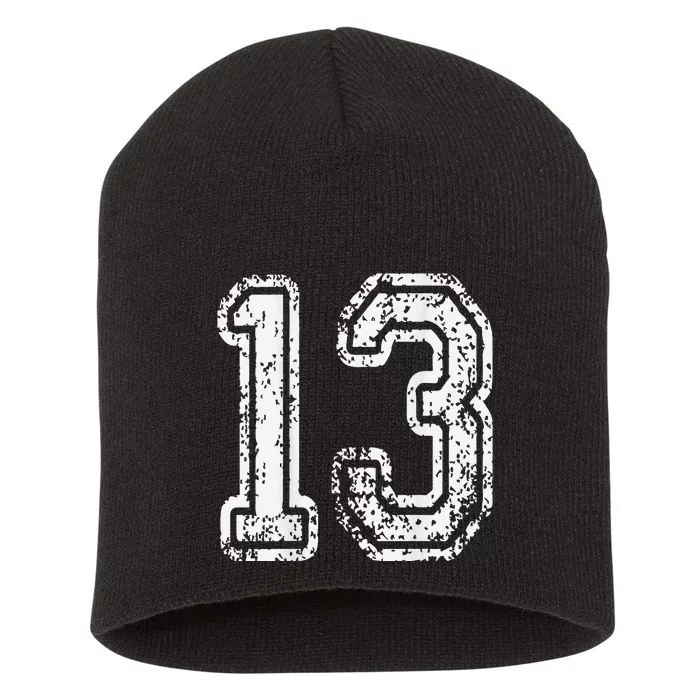 13 Grungy Numbered Sports Short Acrylic Beanie