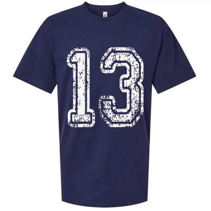 13 Grungy Numbered Sports Sueded Cloud Jersey T-Shirt