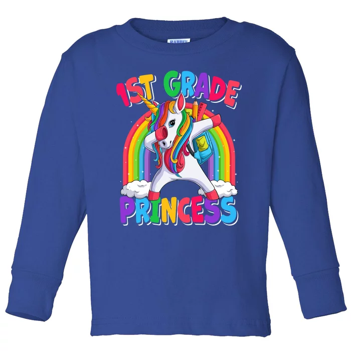 1St Grade Princess Dabbing Unicorn Back To School Great Gift Toddler Long Sleeve Shirt