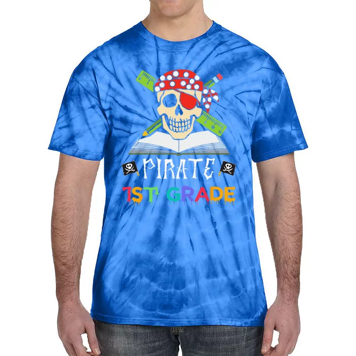 1st Grade Pirate Halloween Gift For Student Teacher Tie-Dye T-Shirt