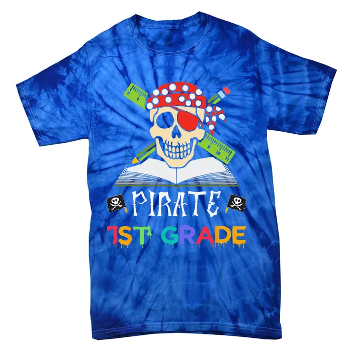 1st Grade Pirate Halloween Gift For Student Teacher Tie-Dye T-Shirt