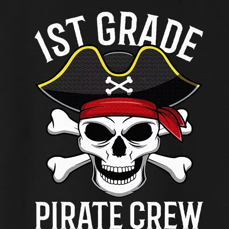 1st Grade Pirate Crew Halloween Costume Student Teacher Women's Crop Top Tee