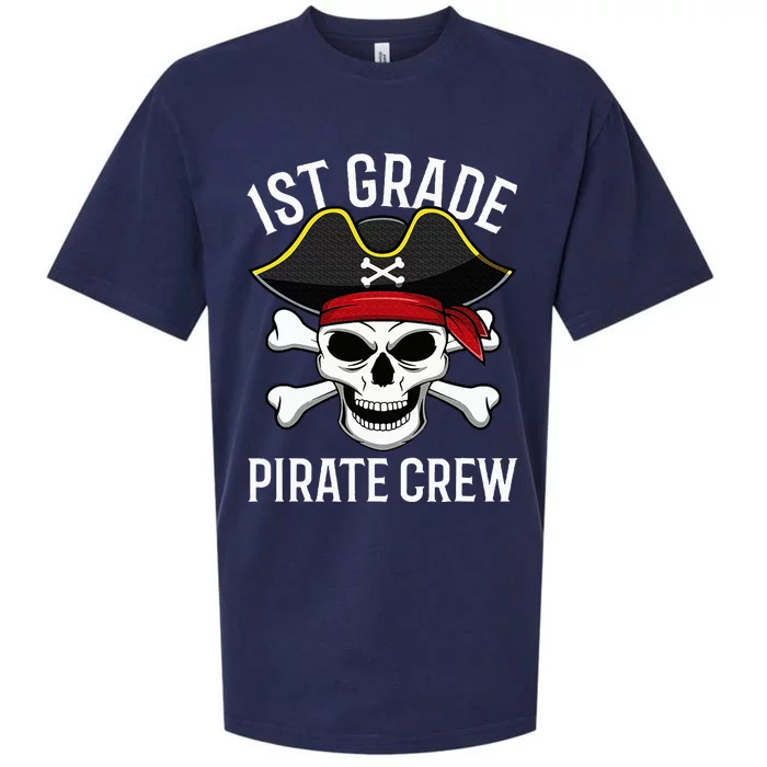 1st Grade Pirate Crew Halloween Costume Student Teacher Sueded Cloud Jersey T-Shirt