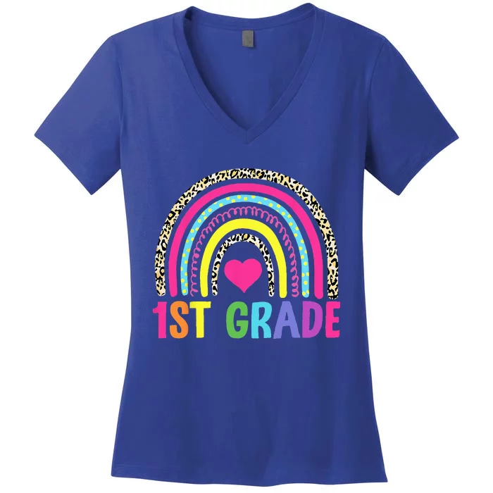 1st Grade Rainbow First Grade Team Teacher Women's V-Neck T-Shirt