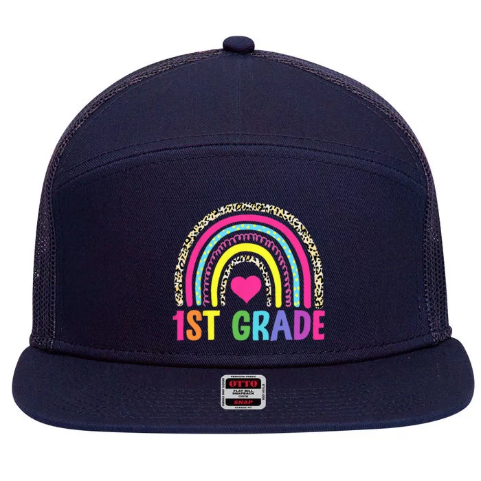 1st Grade Rainbow First Grade Team Teacher 7 Panel Mesh Trucker Snapback Hat