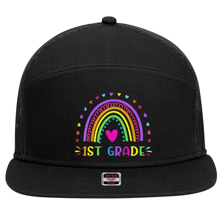 1st Grade Rainbow Teacher Team 1st Grade Squad 7 Panel Mesh Trucker Snapback Hat