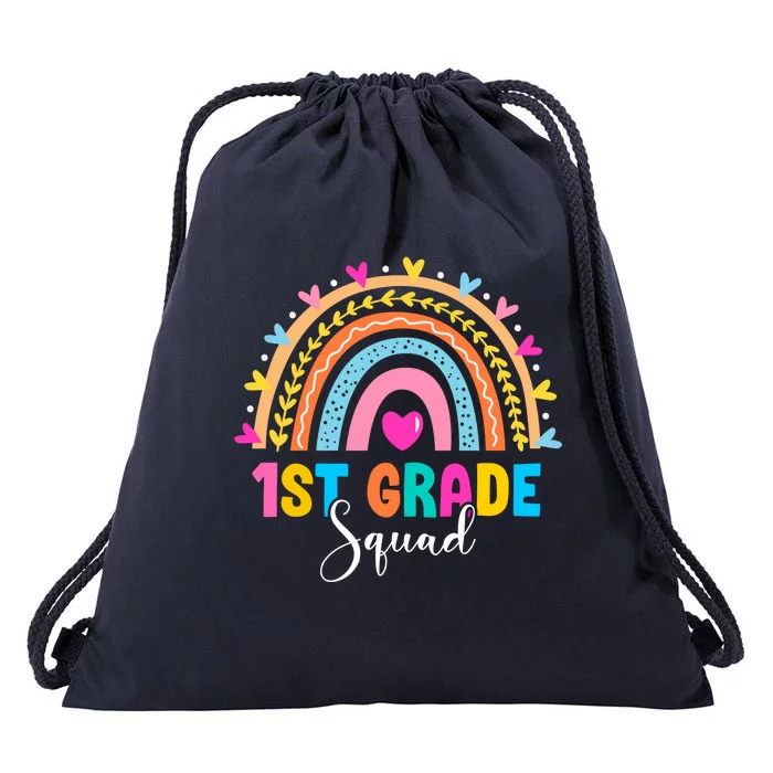 1St Grade Squad Back To School Rainbow Teachers First Grade Gift Drawstring Bag