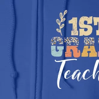 1St Grade Super Teacher Eletary School First Grade Gift Full Zip Hoodie