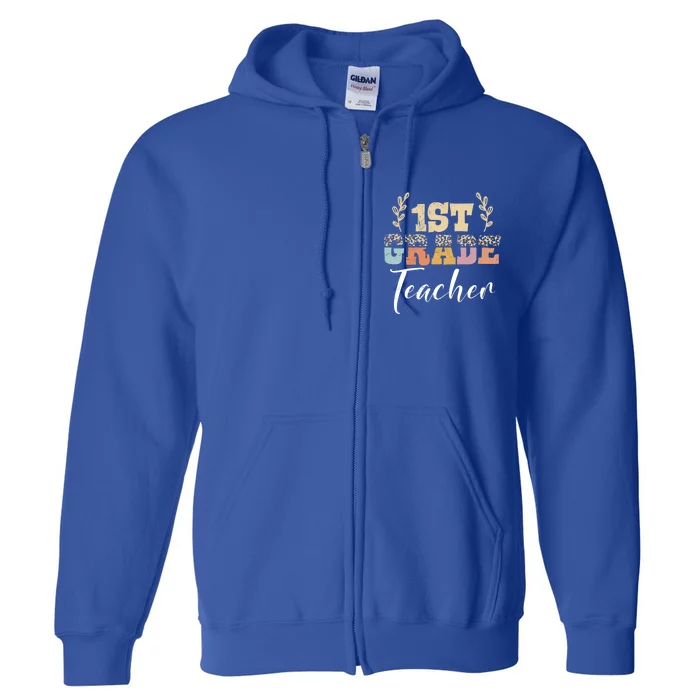 1St Grade Super Teacher Eletary School First Grade Gift Full Zip Hoodie