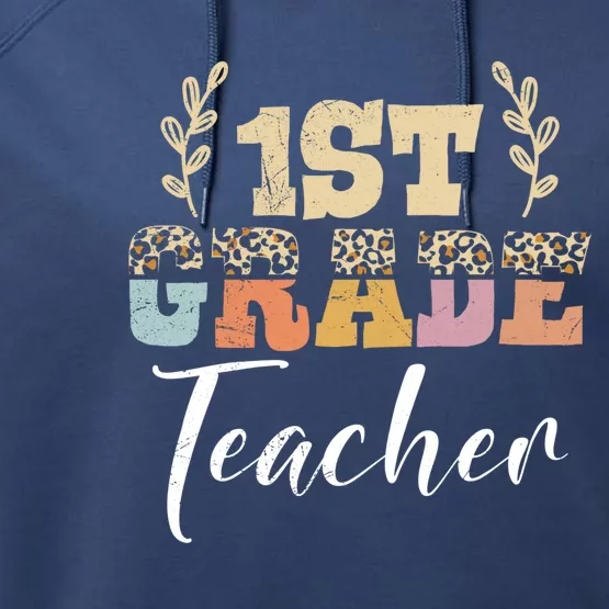 1St Grade Super Teacher Eletary School First Grade Gift Performance Fleece Hoodie