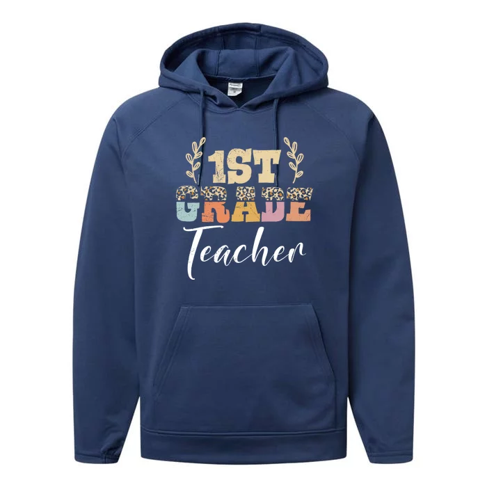 1St Grade Super Teacher Eletary School First Grade Gift Performance Fleece Hoodie