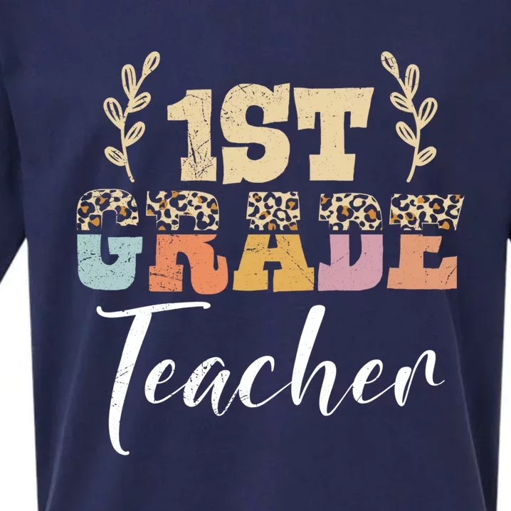 1St Grade Super Teacher Eletary School First Grade Gift Sueded Cloud Jersey T-Shirt