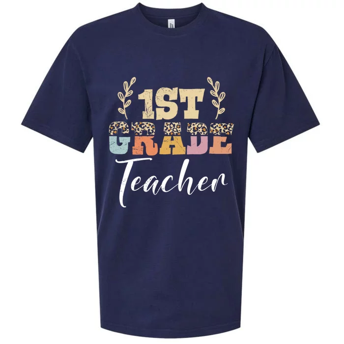 1St Grade Super Teacher Eletary School First Grade Gift Sueded Cloud Jersey T-Shirt