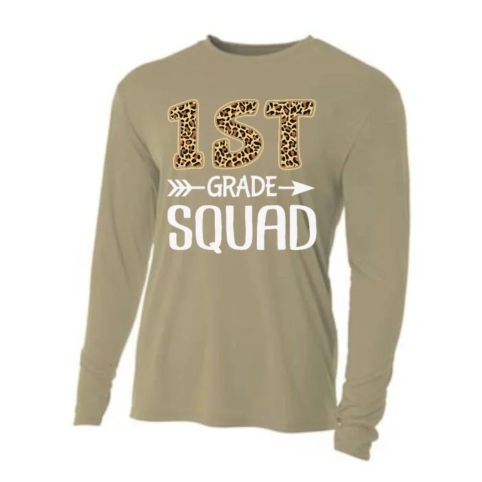 1st Grade Squad Leopard First Grade Teacher Student Cooling Performance Long Sleeve Crew