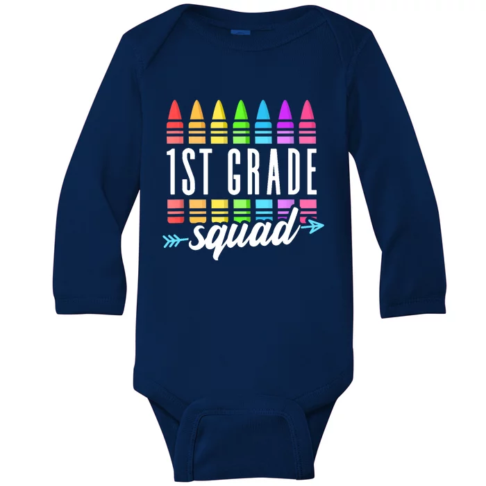 1st Grade Squad Team Crew Back School Graduation Teacher Baby Long Sleeve Bodysuit