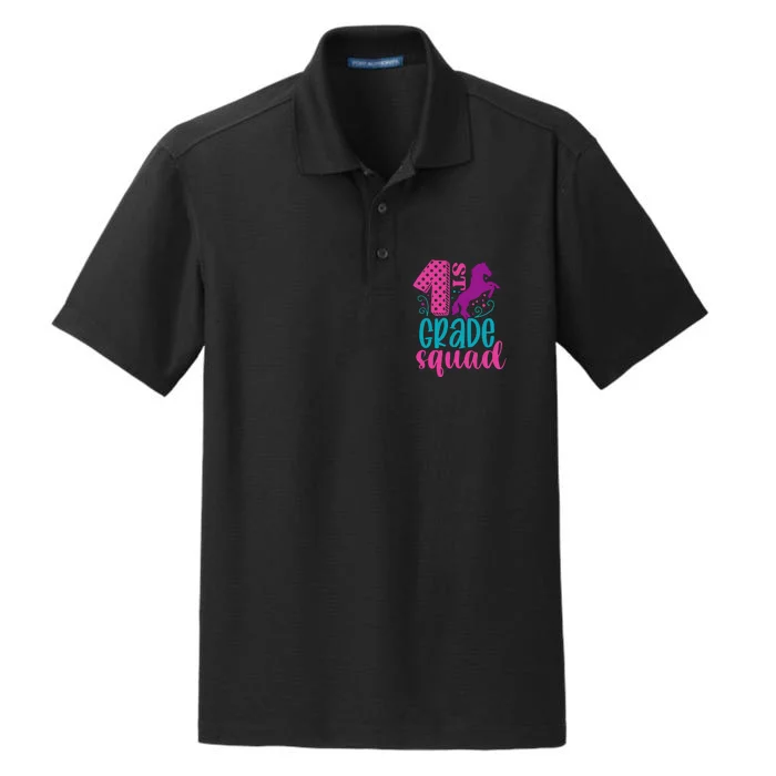 1st Grade Squad Back To School Teacher First Grade Gift Dry Zone Grid Performance Polo