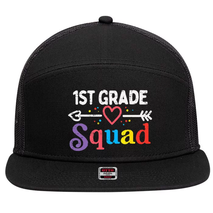 1st Grade Squad First First Day Of School Teacher 7 Panel Mesh Trucker Snapback Hat