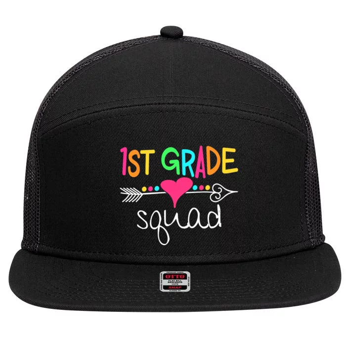 1st Grade Squad First Teacher Student Team Back To School 7 Panel Mesh Trucker Snapback Hat