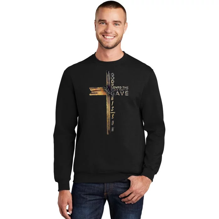 16 God So Loved The World Christian Cross Sweatshirt