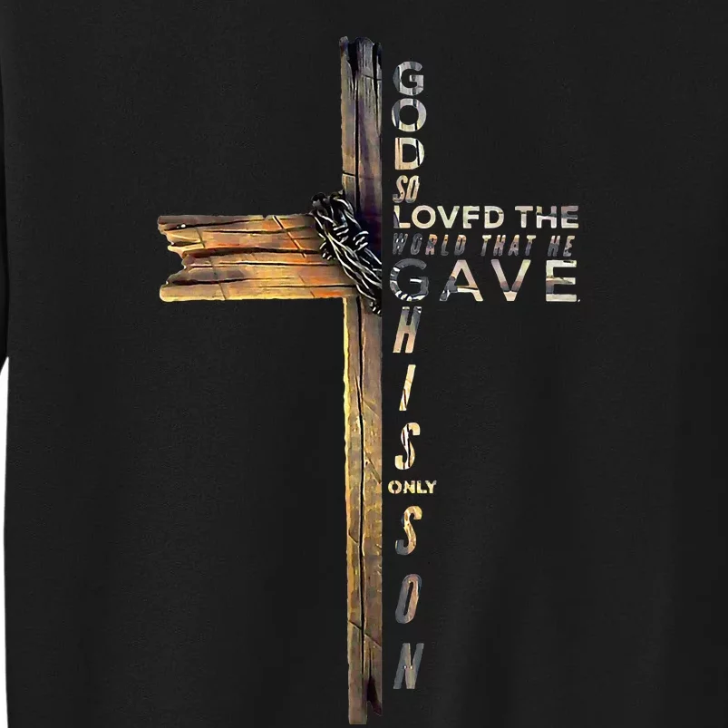 16 God So Loved The World Christian Cross Sweatshirt