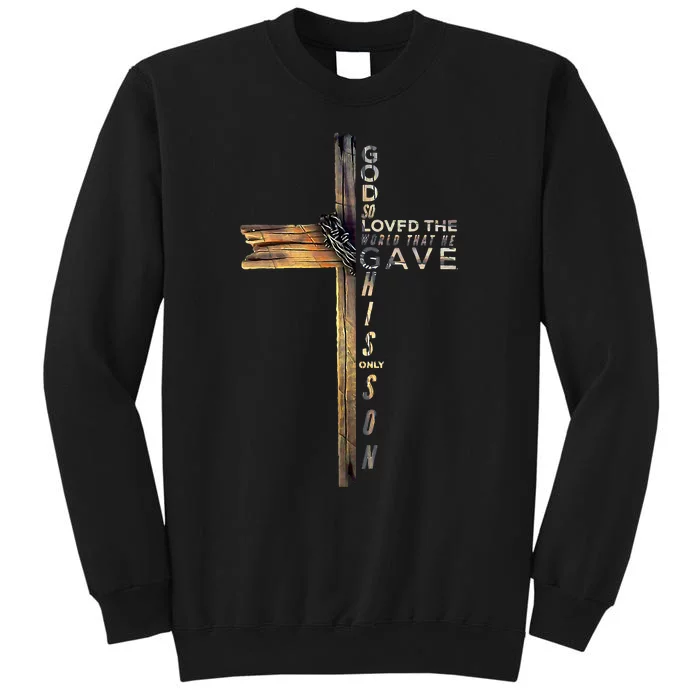 16 God So Loved The World Christian Cross Sweatshirt