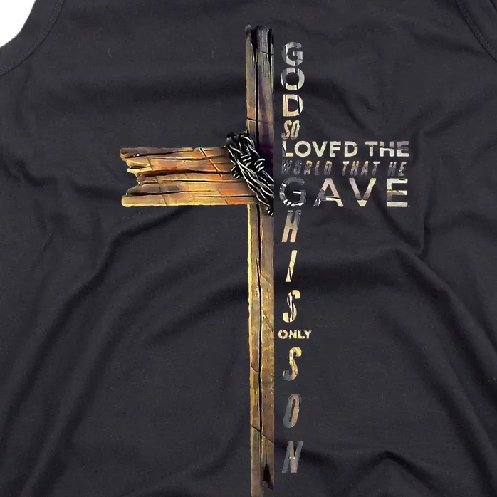 16 God So Loved The World Christian Cross Tank Top