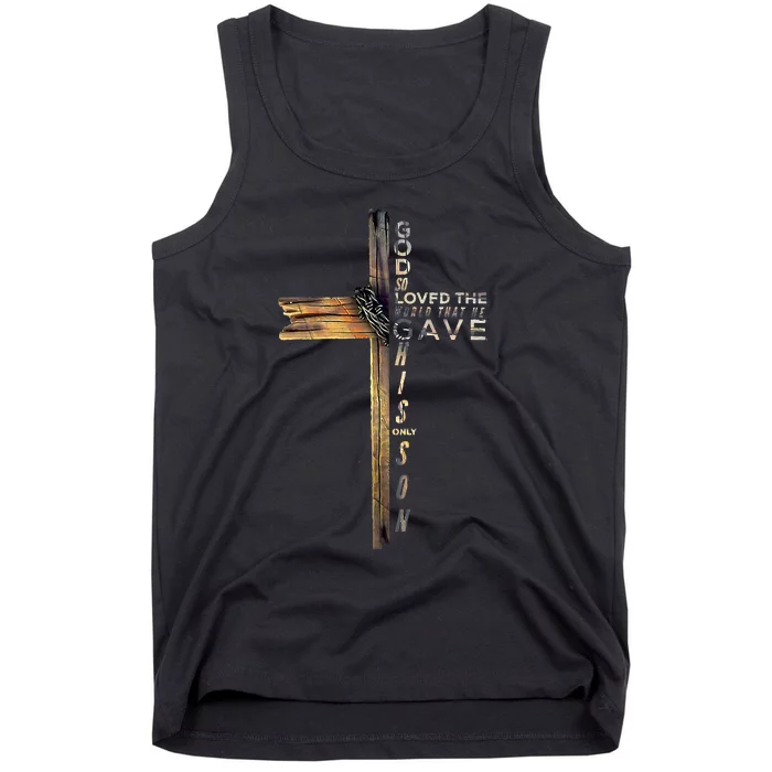 16 God So Loved The World Christian Cross Tank Top