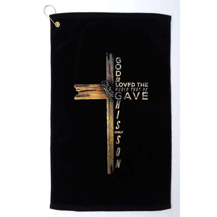 16 God So Loved The World Christian Cross Platinum Collection Golf Towel