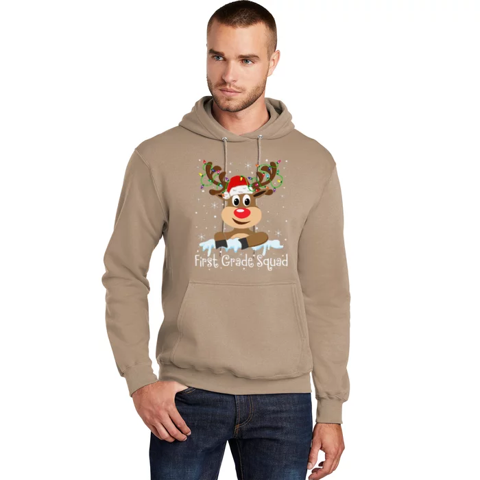 1st Grade Squad Reindeer Christmas First Grade Teacher Xmas Hoodie