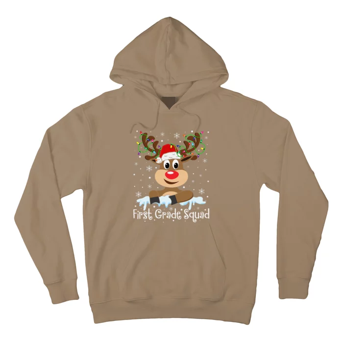 1st Grade Squad Reindeer Christmas First Grade Teacher Xmas Hoodie