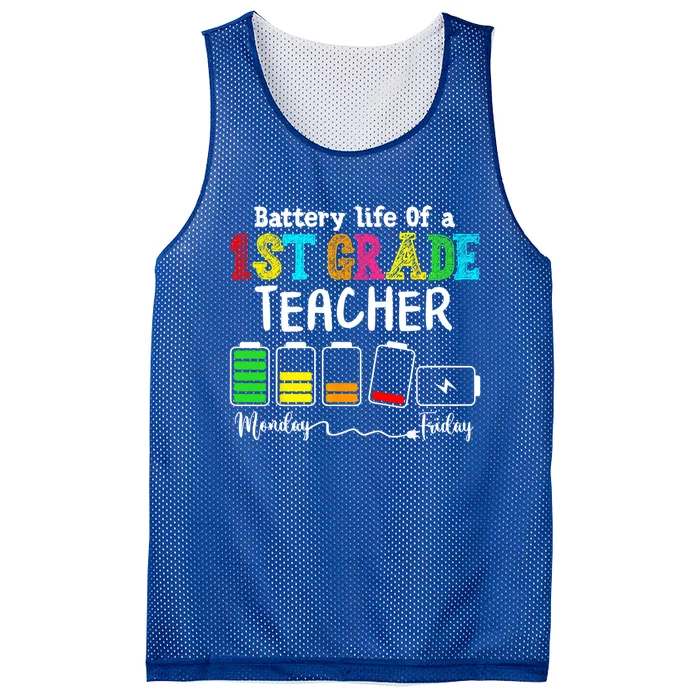 1st Grade Students Teacher Battery Life 1st Grade Instructor Gift Mesh Reversible Basketball Jersey Tank