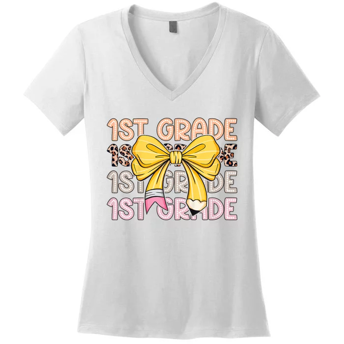 1st Grade Squad First Grade Team 1st Day Of School Women's V-Neck T-Shirt