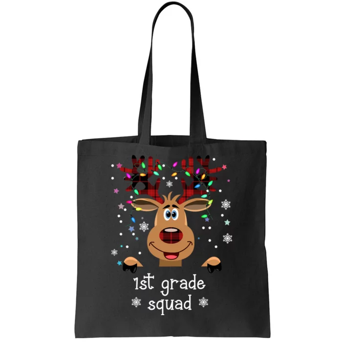 1st Grade Squad Reindeer Christmas Tote Bag