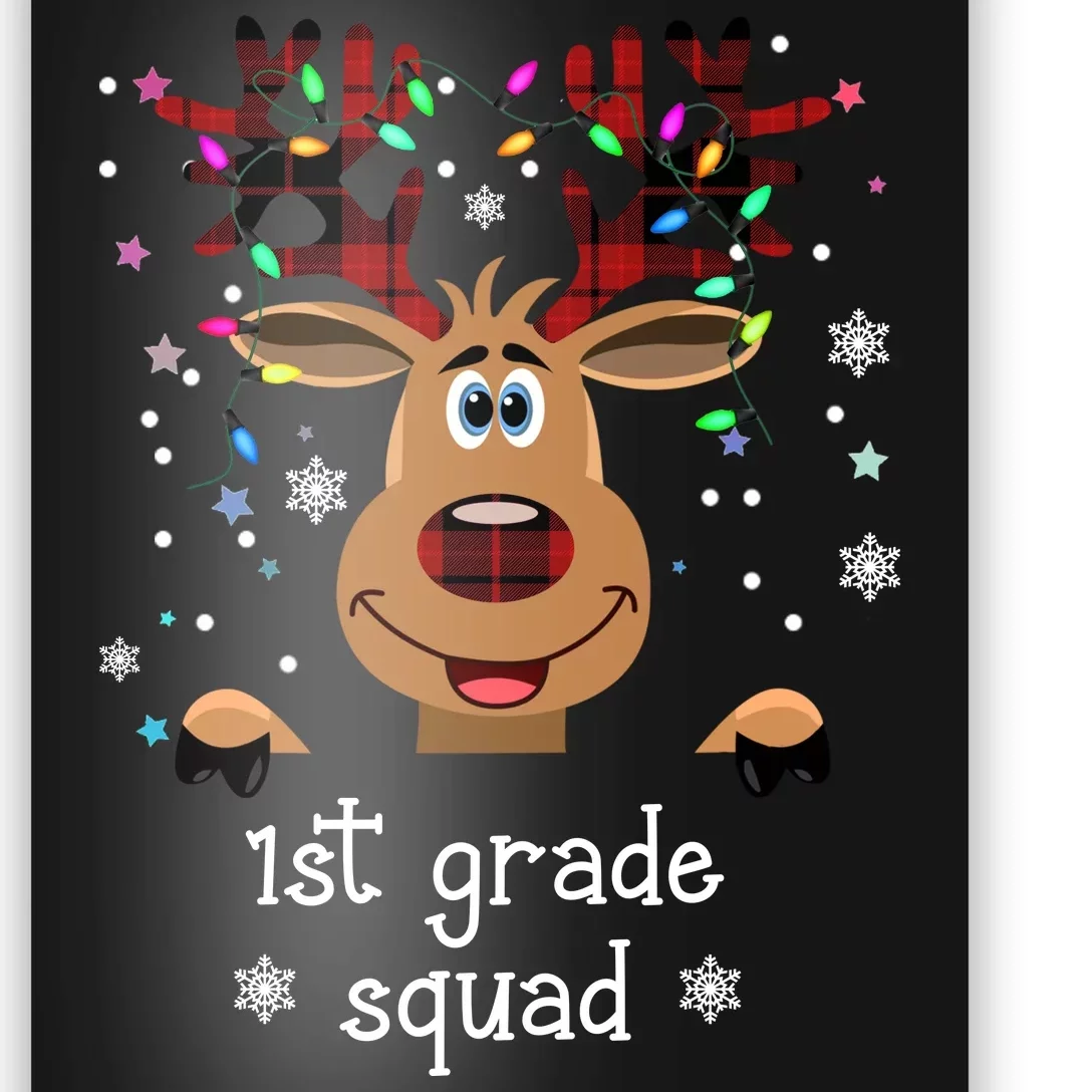 1st Grade Squad Reindeer Christmas Poster