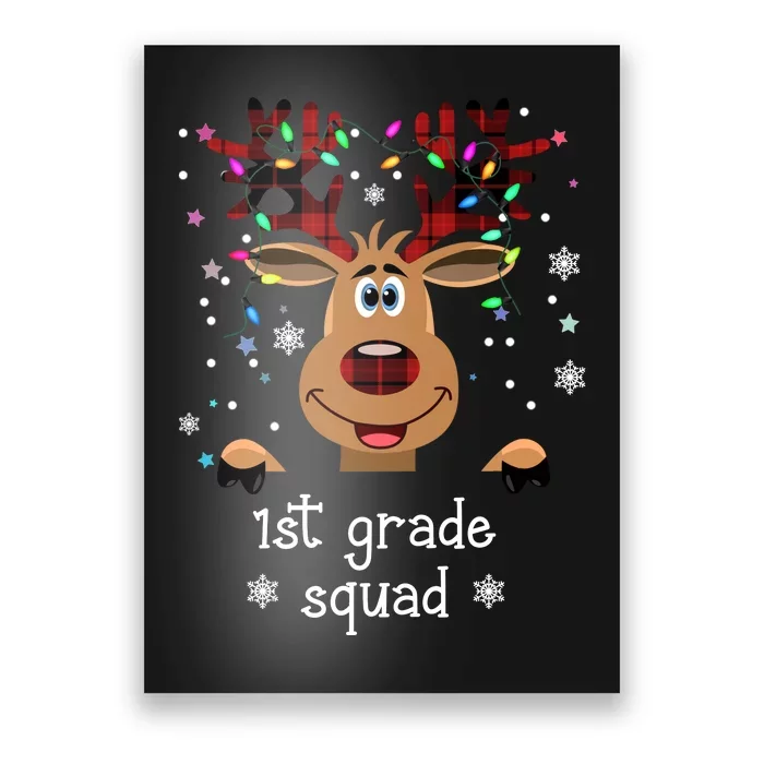 1st Grade Squad Reindeer Christmas Poster