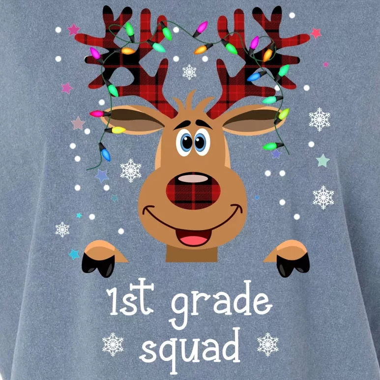 1st Grade Squad Reindeer Christmas Garment-Dyed Women's Muscle Tee