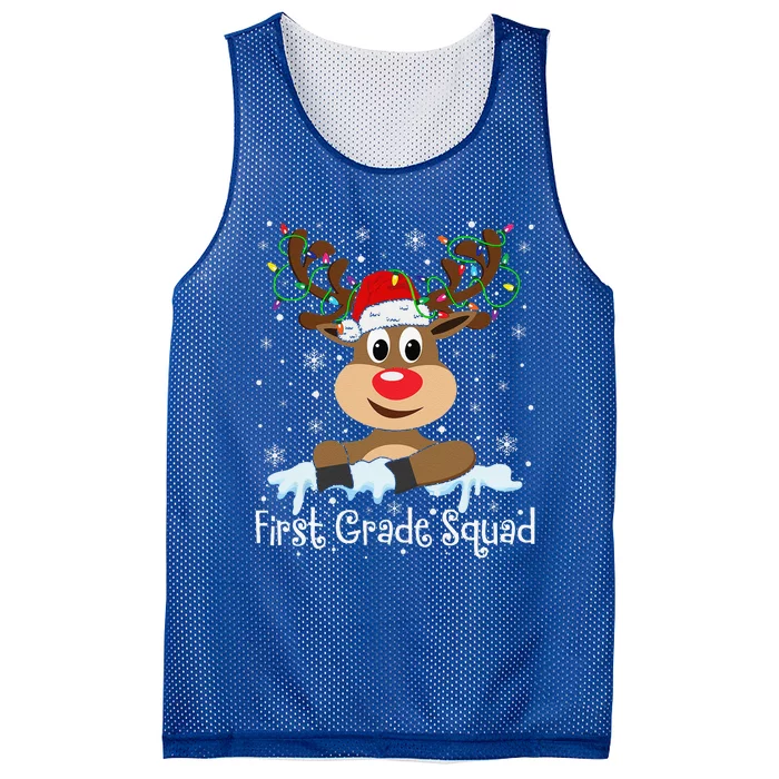 1st Grade Squad Reindeer Christmas First Grade Teacher Xmas Mesh Reversible Basketball Jersey Tank