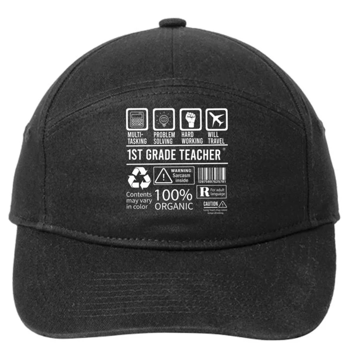 1St Grade Teacher MultiTasking Certified Job Gift First Grade 7-Panel Snapback Hat