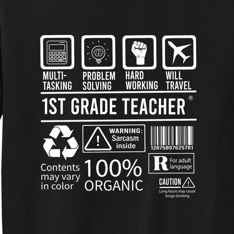 1St Grade Teacher MultiTasking Certified Job Gift First Grade Tall Sweatshirt