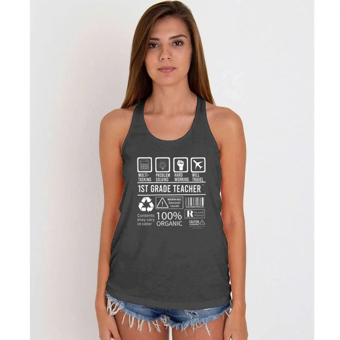 1St Grade Teacher MultiTasking Certified Job Gift First Grade Women's Knotted Racerback Tank