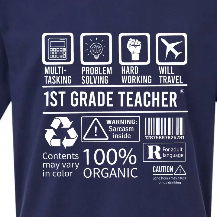 1St Grade Teacher MultiTasking Certified Job Gift First Grade Sueded Cloud Jersey T-Shirt