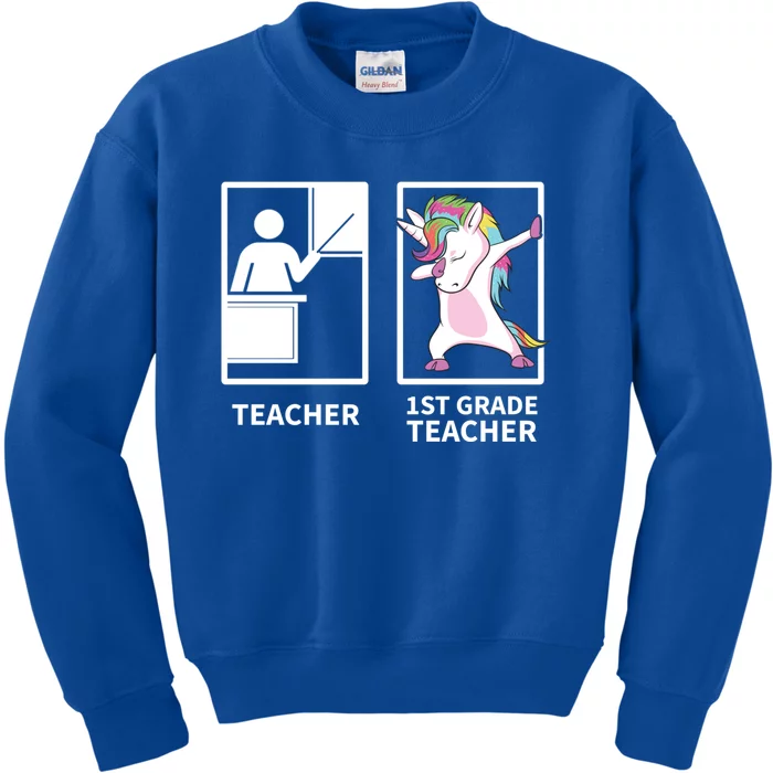 1St Grade Teacher Dabbing Unicorn Gift First Grade Teacher Cute Gift Kids Sweatshirt